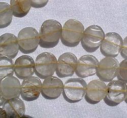 Rutilated Quartz Coins, 10-12mm