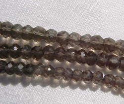 Smoky Quartz Faceted Rondels, 4-5mm