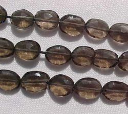 Smoky Quartz Faceted Flat Ovals, 8x6mm