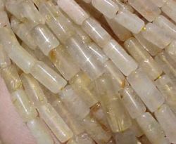 Rutilated Quartz Tubes, 13x6mm