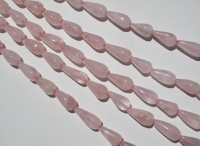 Rose Quartz Longdrill Teardrops, 13x7mm