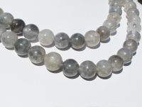 Frosty Black Rutilated Quartz Rounds, 12mm