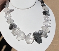 Moss Quartz & Clear Quartz LG Faceted Nuggets, 20-34mm