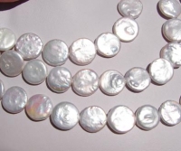 Icey White Coin Pearls, 16-18mm