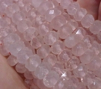 Rose Quartz Faceted Rondell, 7mm